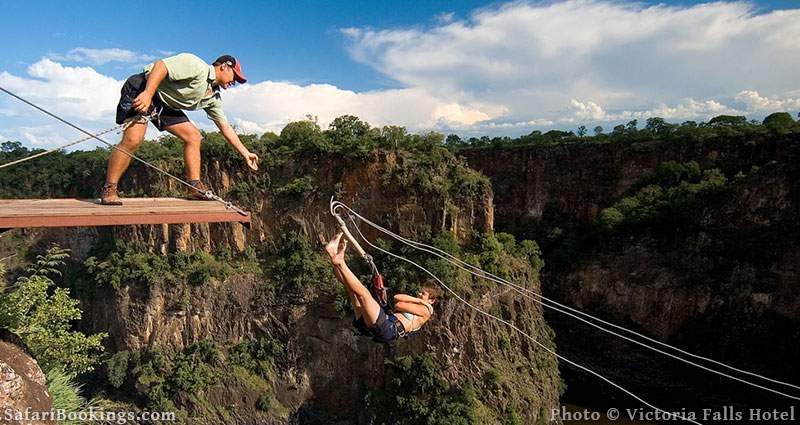 Bungee jump from the Victoria Falls bridge