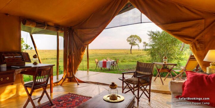 Tented camp with a view over the Masai Mara plains