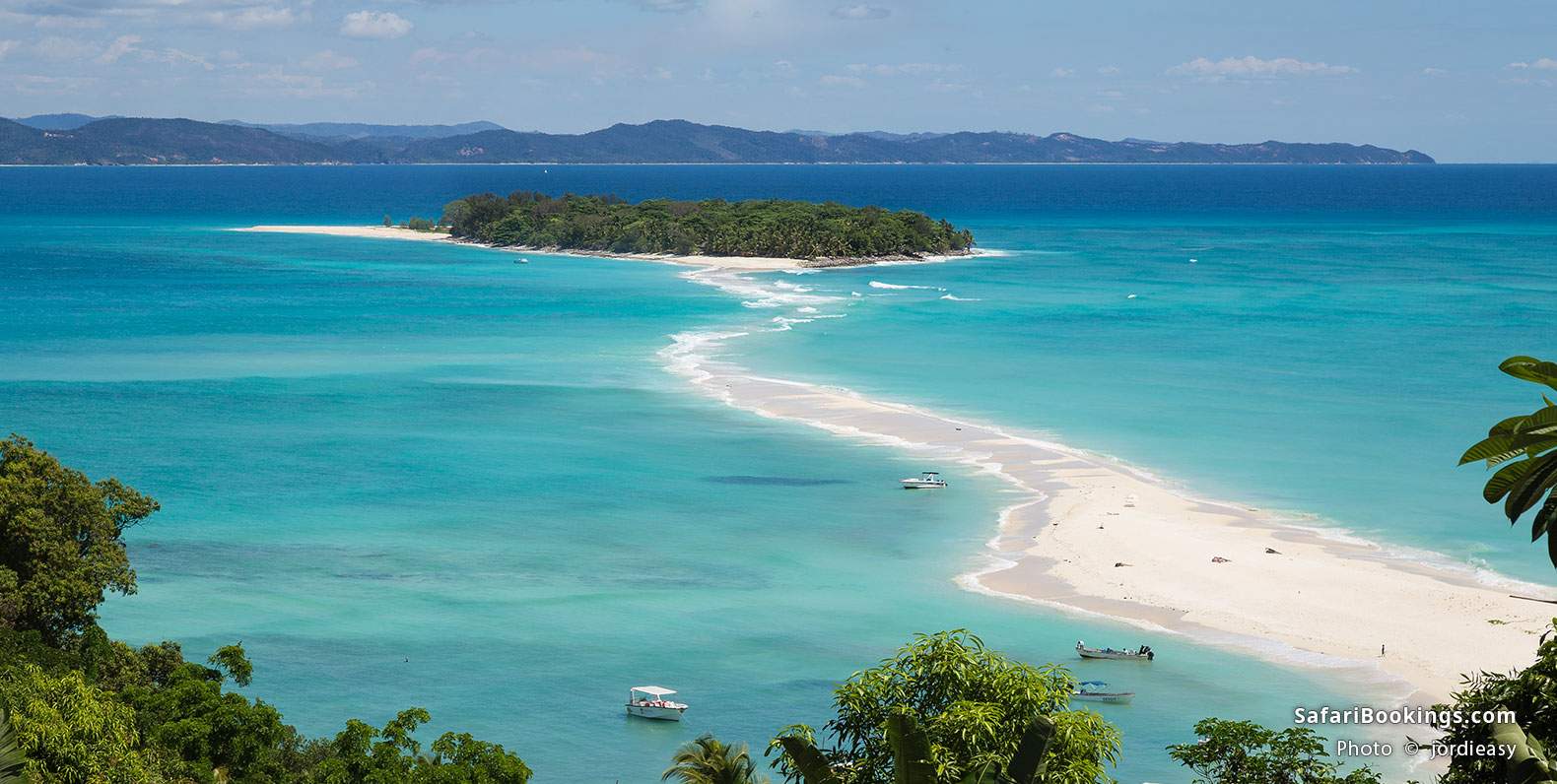 Turquoise blue water around a tropical island