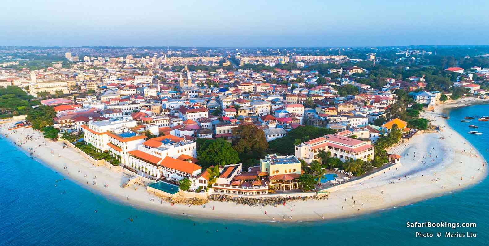 Aerial view over the town