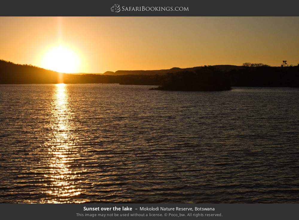 Sunset over the lake in Mokolodi Nature Reserve, Botswana