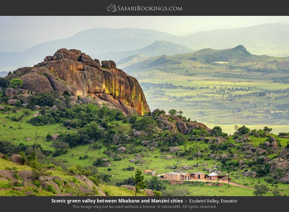 Ezulwini Valley between Mbabane and Manzini cities in Ezulwini Valley, Eswatini