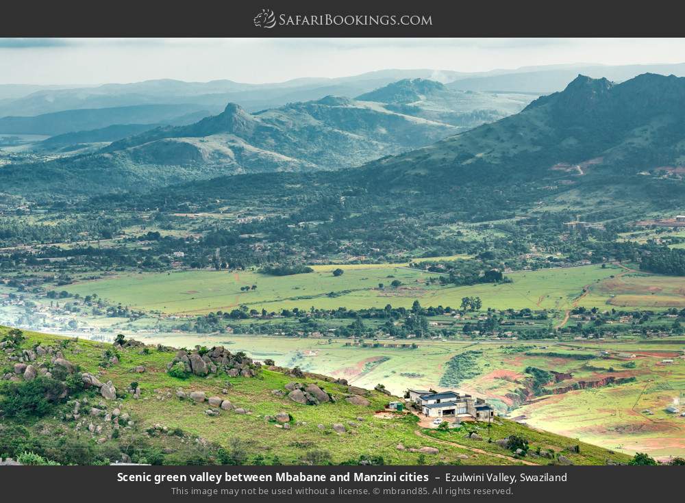 Ezulwini Valley between Mbabane and Manzini cities in Ezulwini Valley, Eswatini