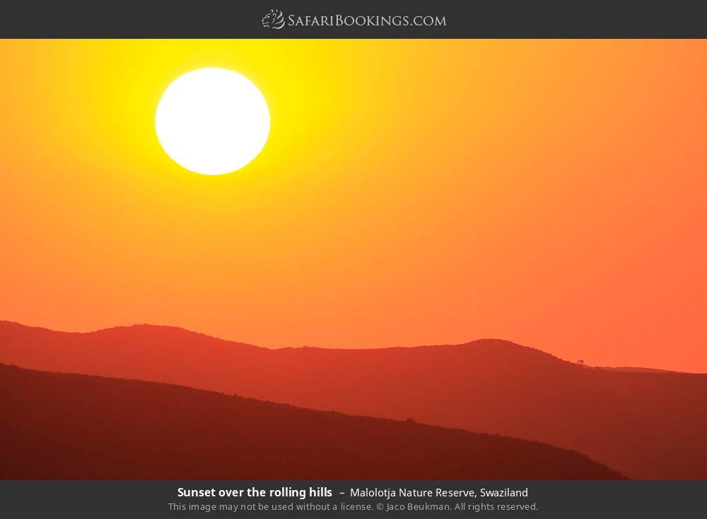 Sunset over the rolling hills in Malolotja Nature Reserve, Eswatini