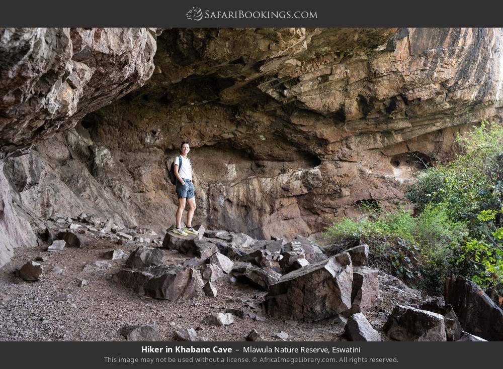 Hiker in Khabane Cave in Mlawula Nature Reserve, Eswatini