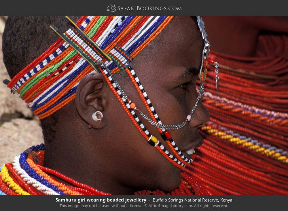 Samburu girl wearing beaded jewellery in Buffalo Springs National Reserve, Kenya