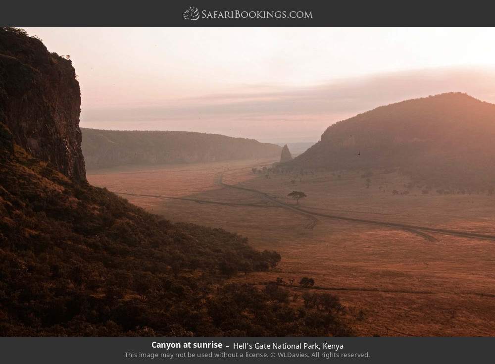 Canyon at sunrise in Hell's Gate National Park, Kenya