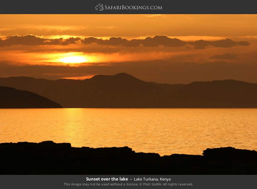 Sunset over the lake in Lake Turkana, Kenya