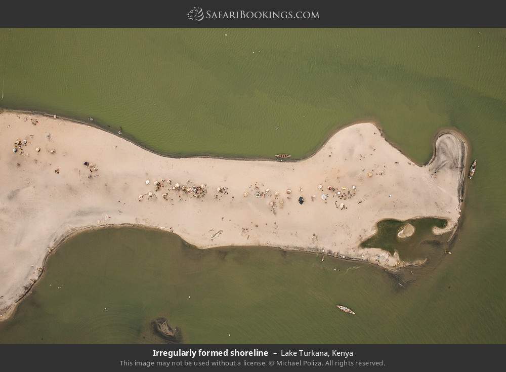 Irregularly formed shoreline in Lake Turkana, Kenya