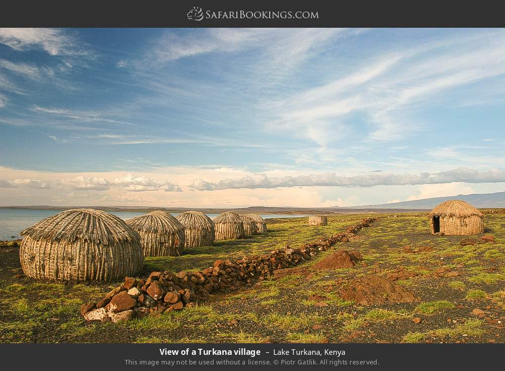 View of a Turkana village in Lake Turkana, Kenya