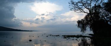 Stormy clouds hanging over the lake