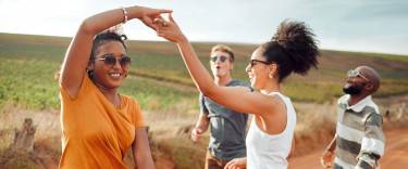 People dancing on the road