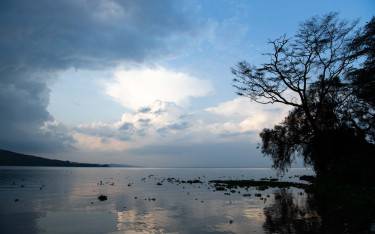 Thumbnail of Stormy clouds hanging over the lake