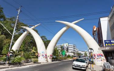 Famous giant elephant tusks on Moi Avenue