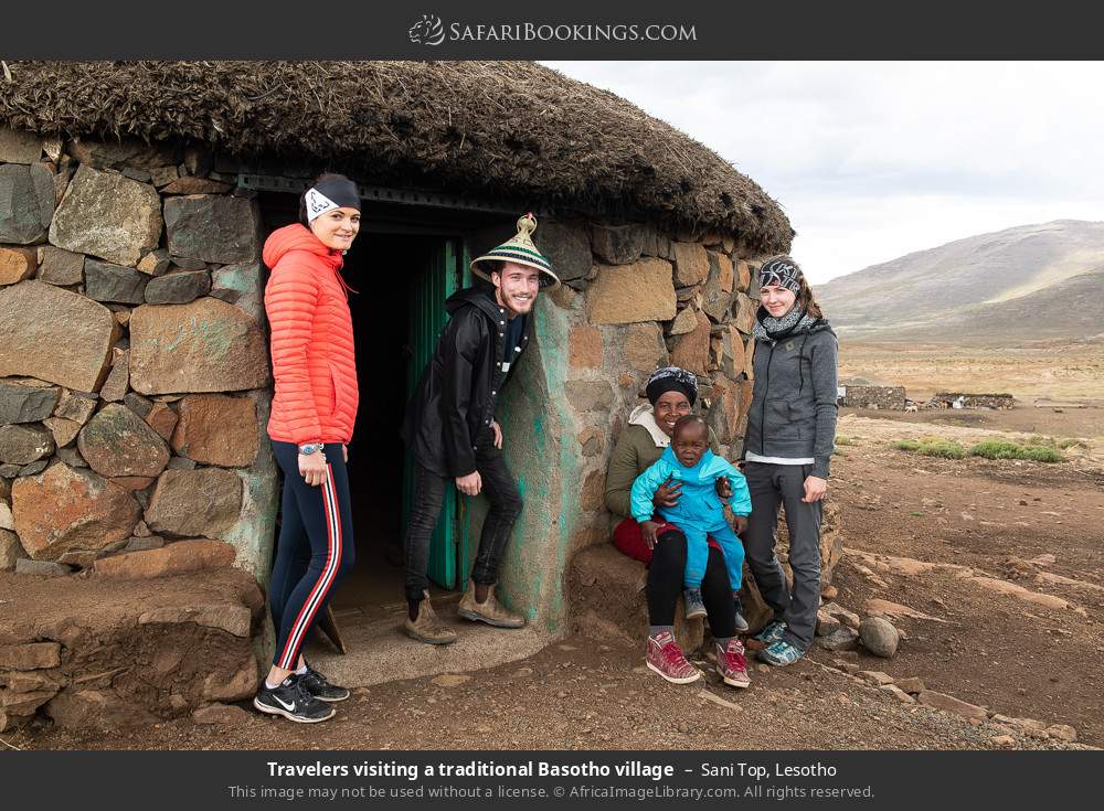 People in a traditional Basotho village in Sani Top, Lesotho