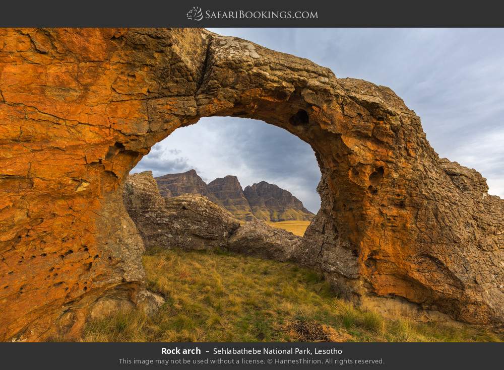 Rock arch in Sehlabathebe NP in Sehlabathebe National Park, Lesotho