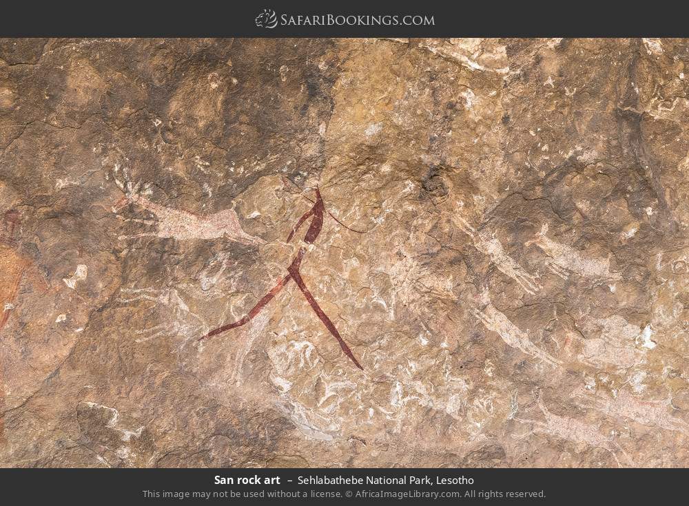 San rock art in Sehlabathebe NP in Sehlabathebe National Park, Lesotho