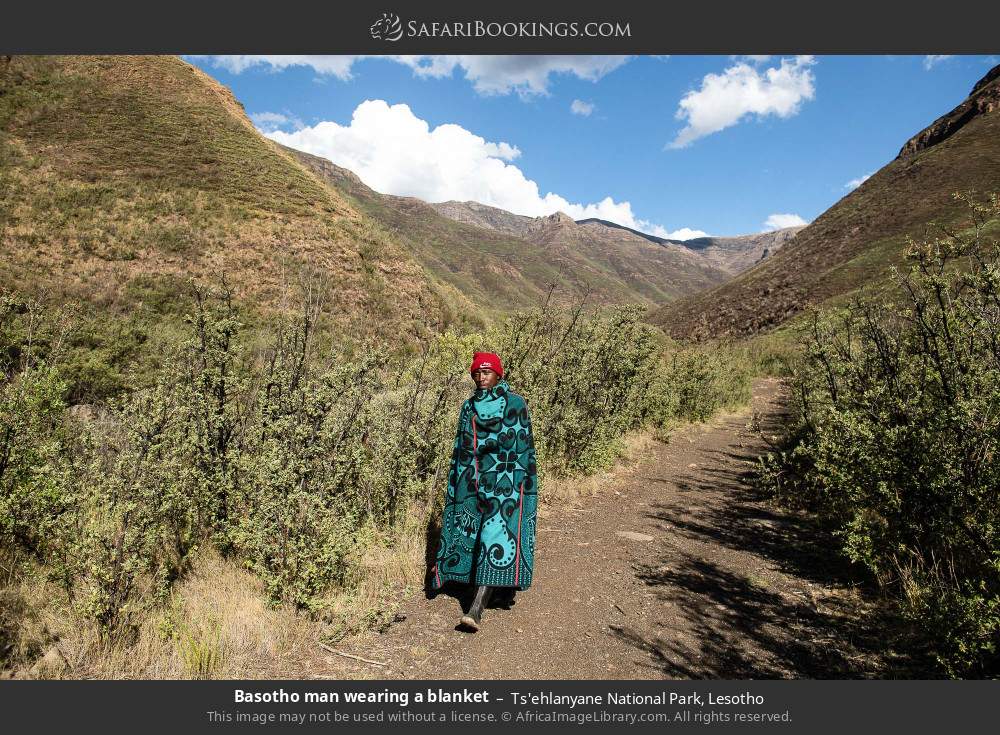 Basotho man wearing a blanket in Ts'ehlanyane NP in Ts'ehlanyane National Park, Lesotho