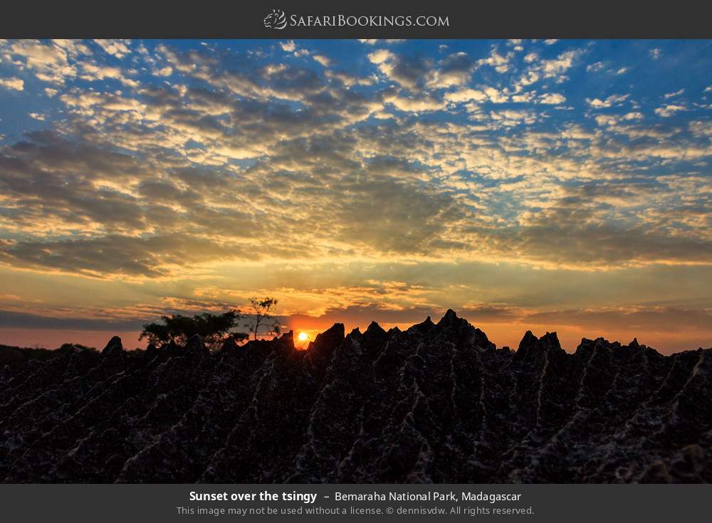 Sunset over the tsingy in Bemaraha National Park, Madagascar
