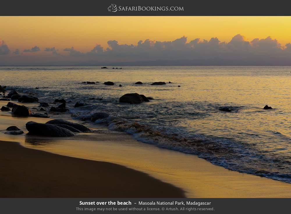 Sunset over the beach in Masoala National Park, Madagascar