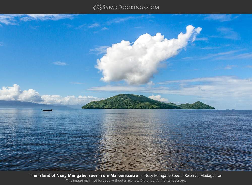 The island of Nosy Mangabe, seen from Maroantsetra in Nosy Mangabe Special Reserve, Madagascar