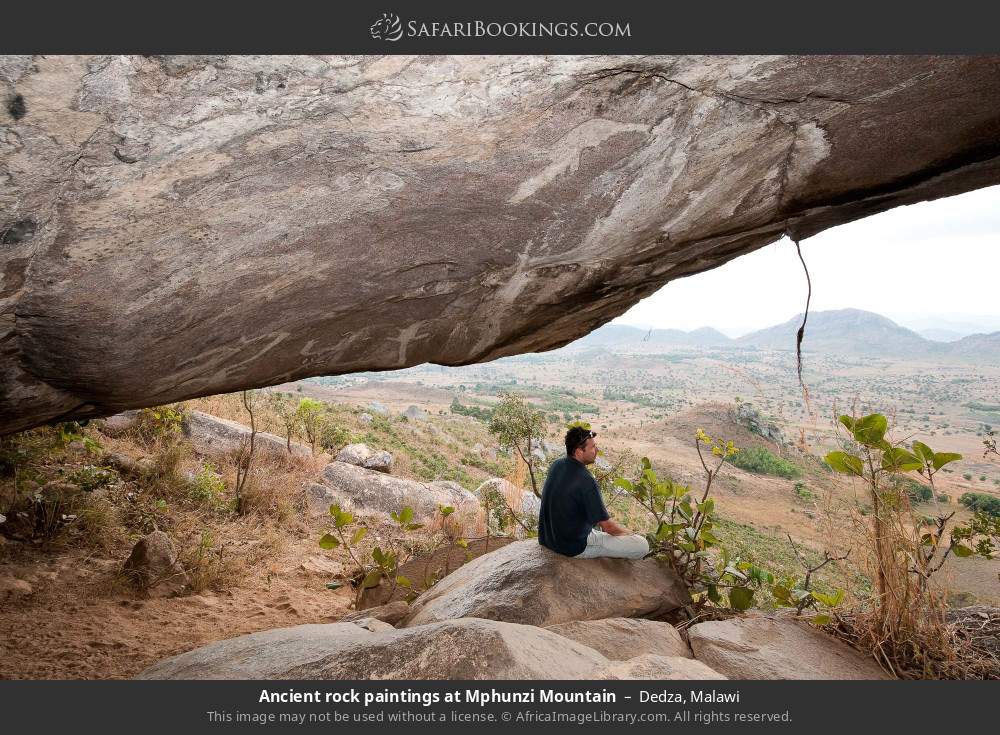 Ancient rock paintings at Mphunzi Mountain in Dedza, Malawi