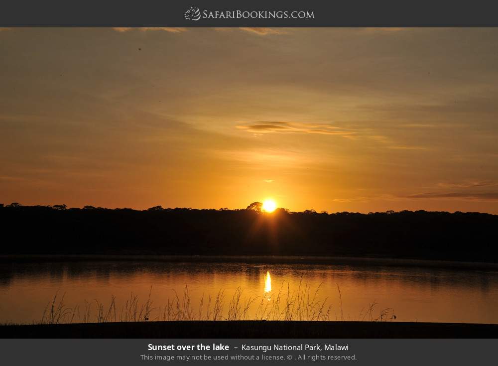 Sunset over the lake in Kasungu National Park, Malawi
