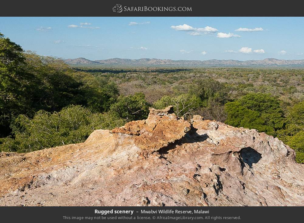 Rugged scenery of Mwabvi Wildlife Reserve in Mwabvi Wildlife Reserve, Malawi