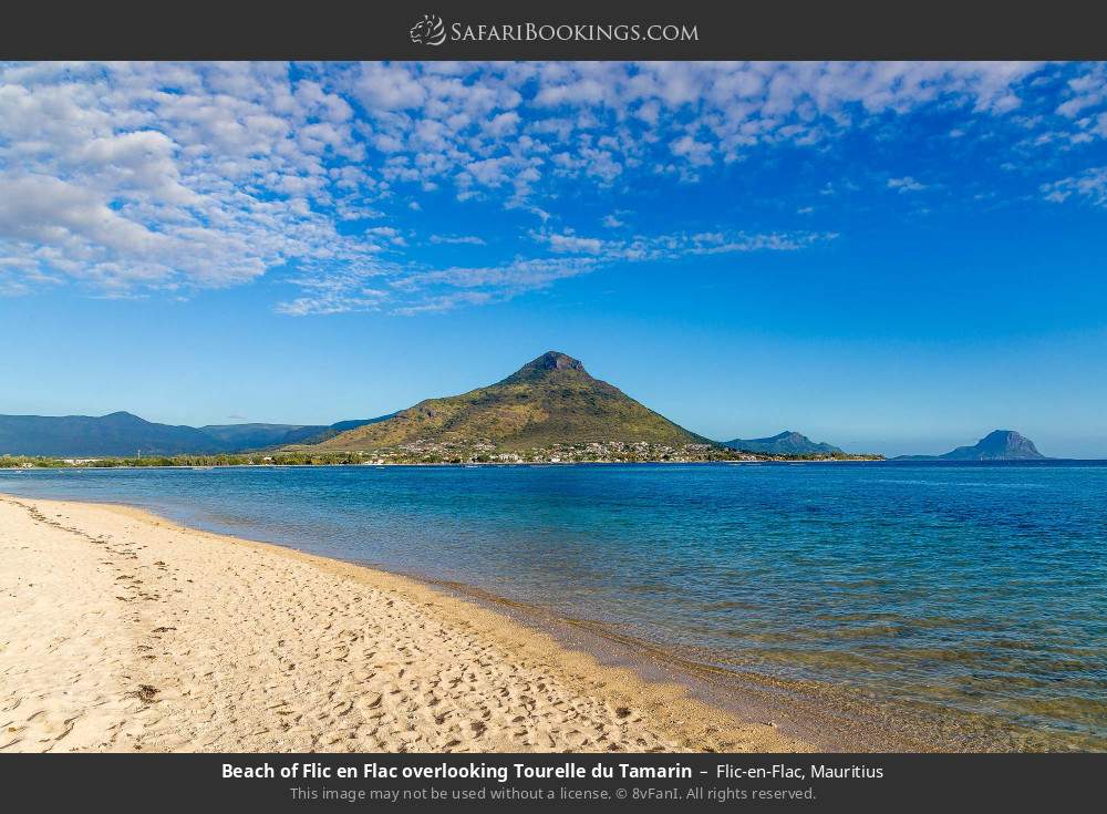 Flic-en-Flac Beach overlooking Tourelle du Tamarin in Flic-en-Flac, Mauritius