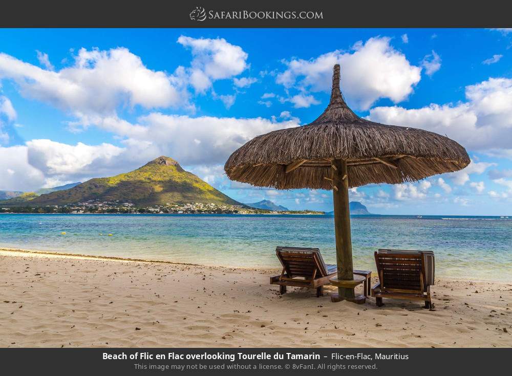 Flic-en-Flac Beach overlooking Tourelle du Tamarin in Flic-en-Flac, Mauritius