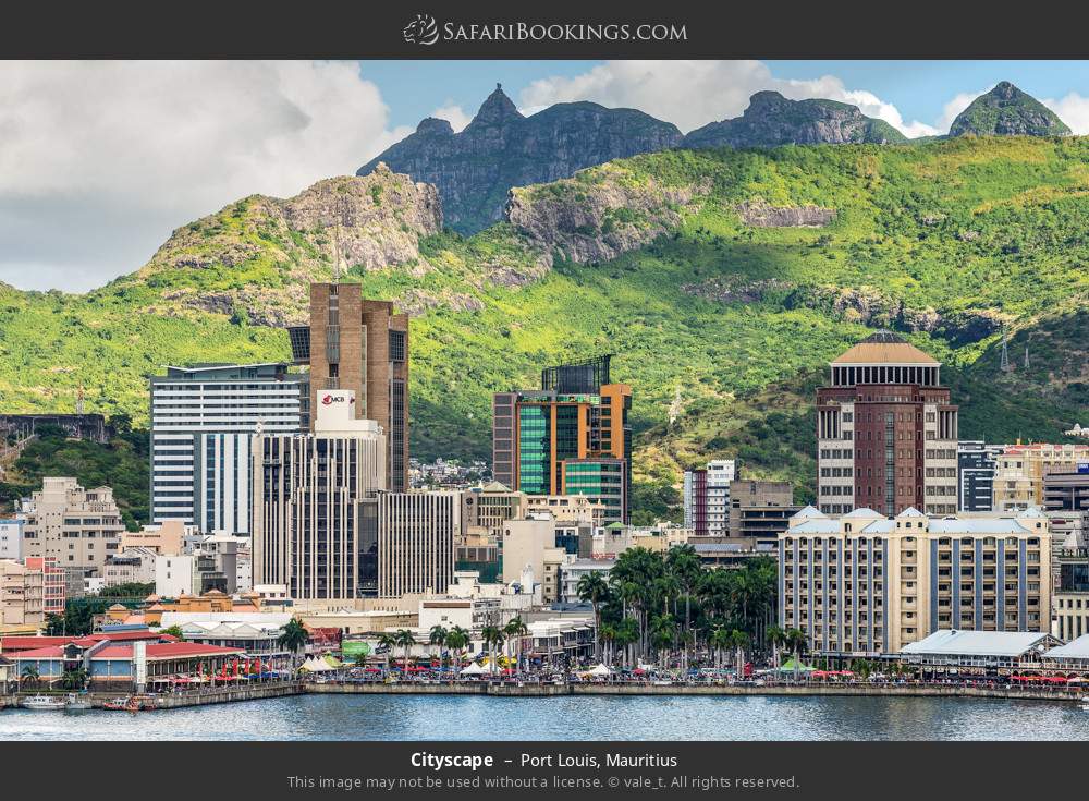 Port Louis cityscape in Port Louis, Mauritius
