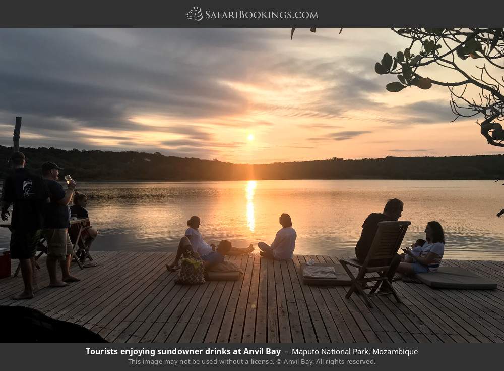 Enjoying sundowner drinks at Anvil Bay in Maputo National Park, Mozambique