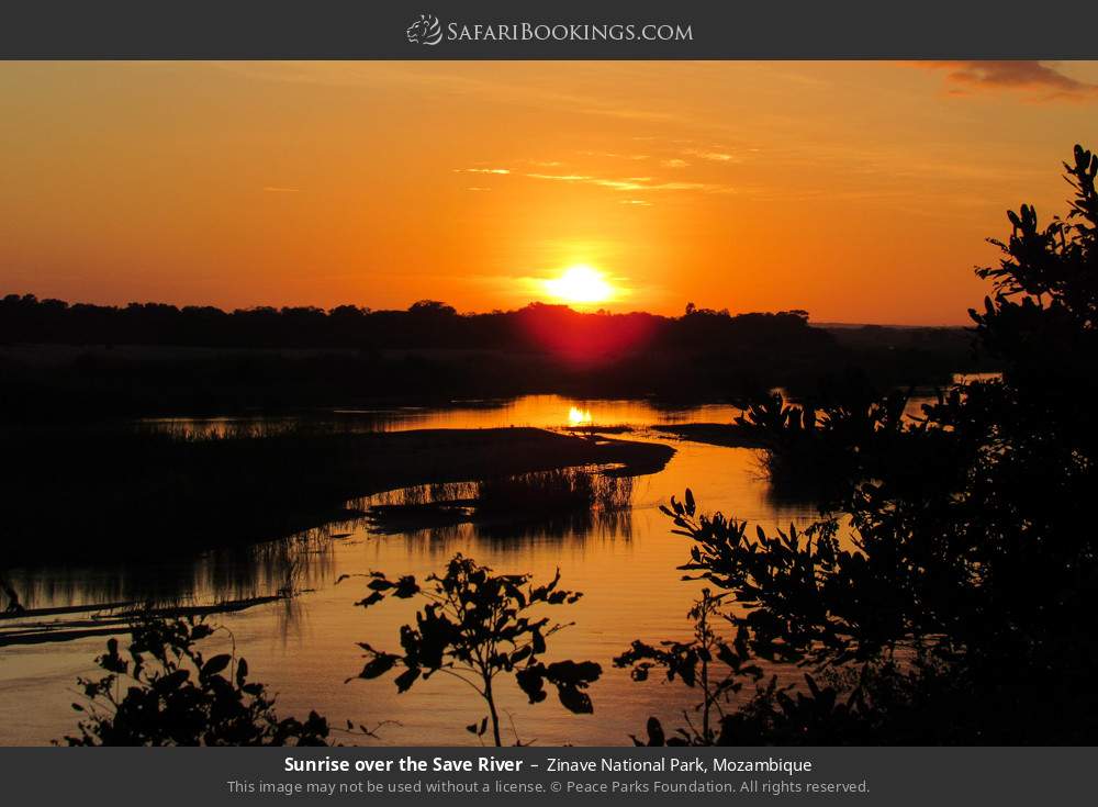 Sunrise over the Save River in Zinave National Park, Mozambique