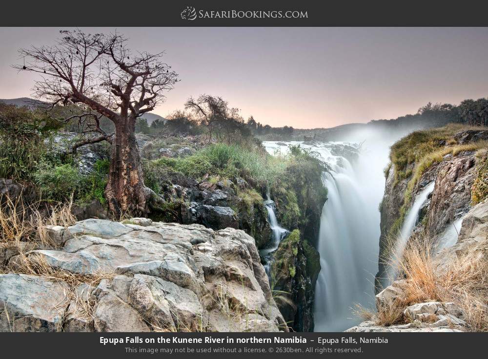 Epupa Falls on the Kunene River in Kaokoland, northern Namibia in Epupa Falls, Namibia