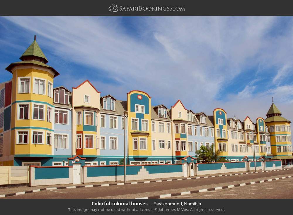 Colorful colonial houses in Swakopmund in Swakopmund, Namibia