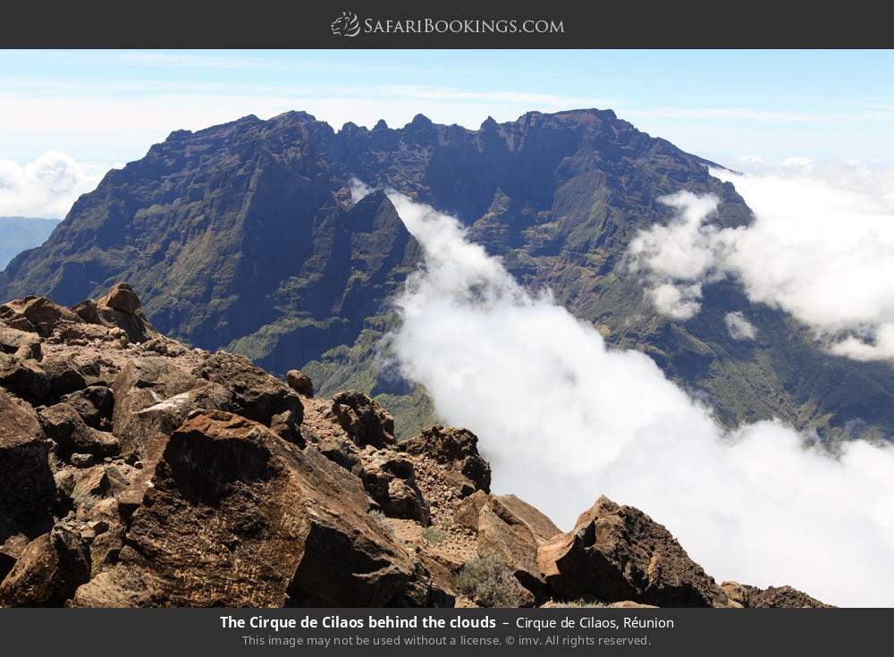 The Cirque de Cilaos behind the clouds in Cirque de Cilaos, Réunion