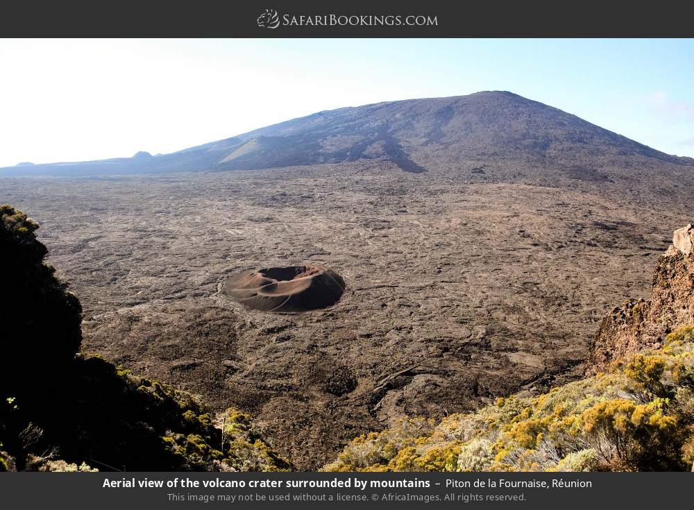 Aerial view of Piton de la Fournaise in Piton de la Fournaise, Réunion
