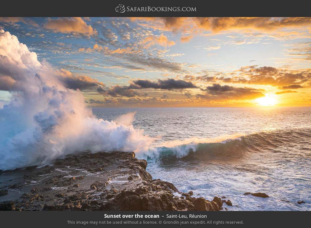 Sunset over the ocean at Saint-Leu in Saint-Leu, Réunion