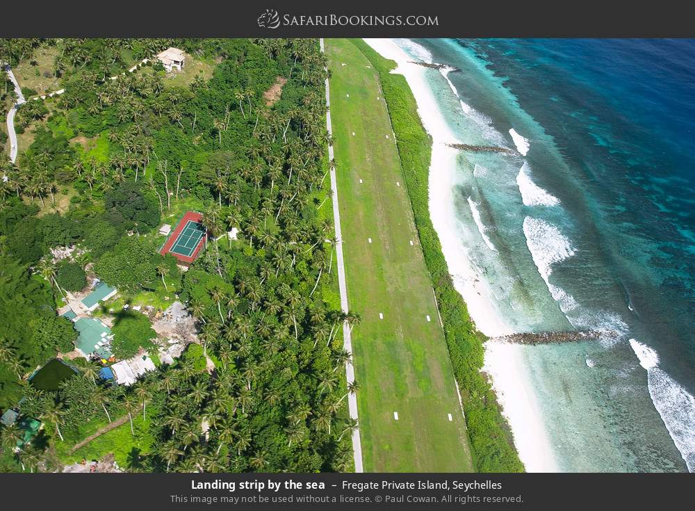 Landing strip by the sea on Fregate Private Island in Fregate Private Island, Seychelles