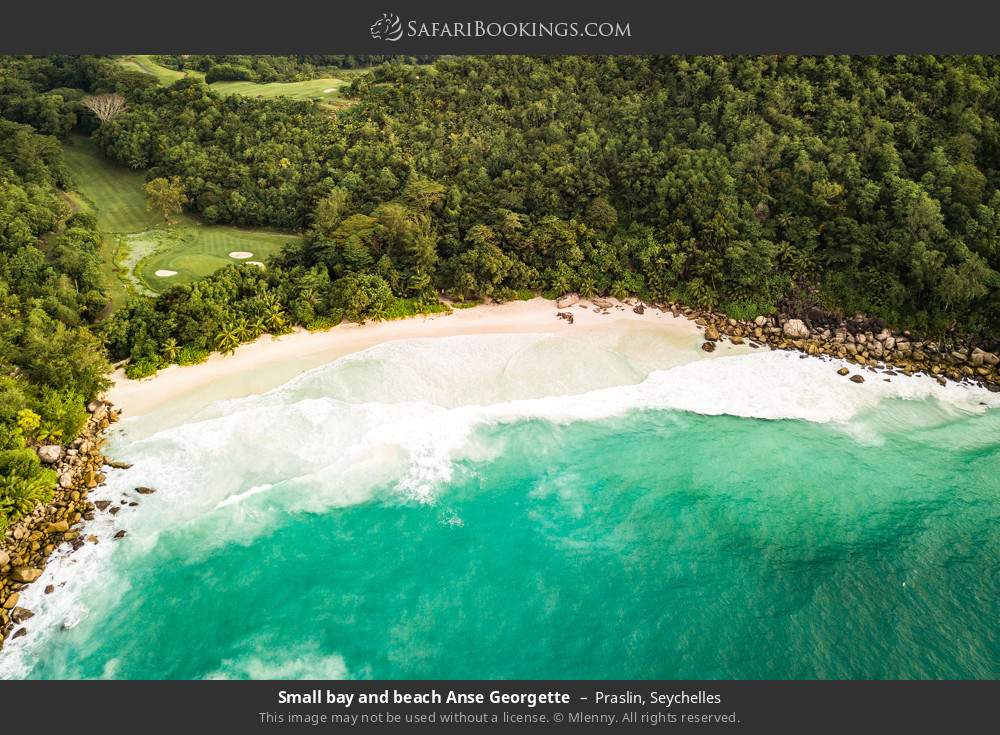 Small bay and Anse Georgette in Praslin, Seychelles