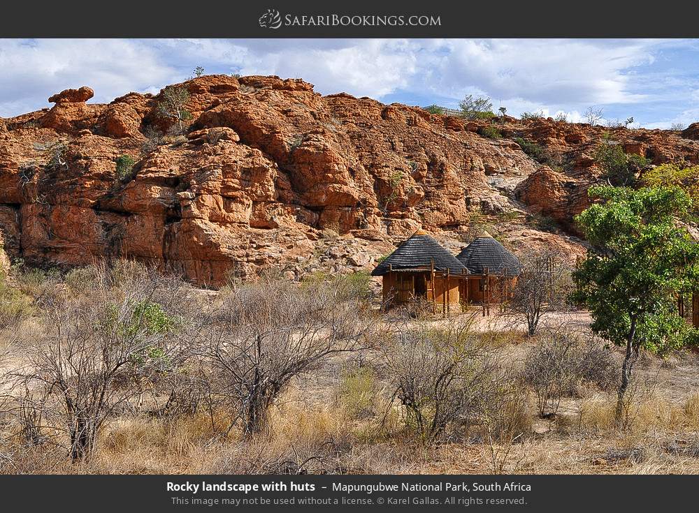 Huts in rocky landscape in Mapungubwe National Park, South Africa