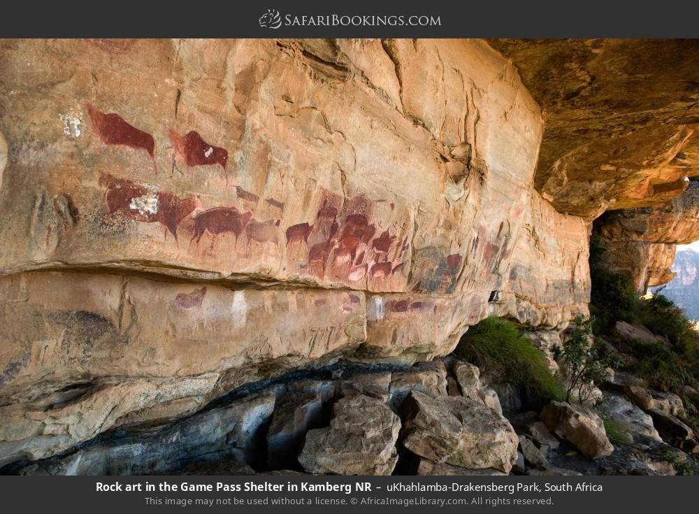 Rock art in the Game Pass Shelter in Kamberg NR in uKhahlamba-Drakensberg Park, South Africa