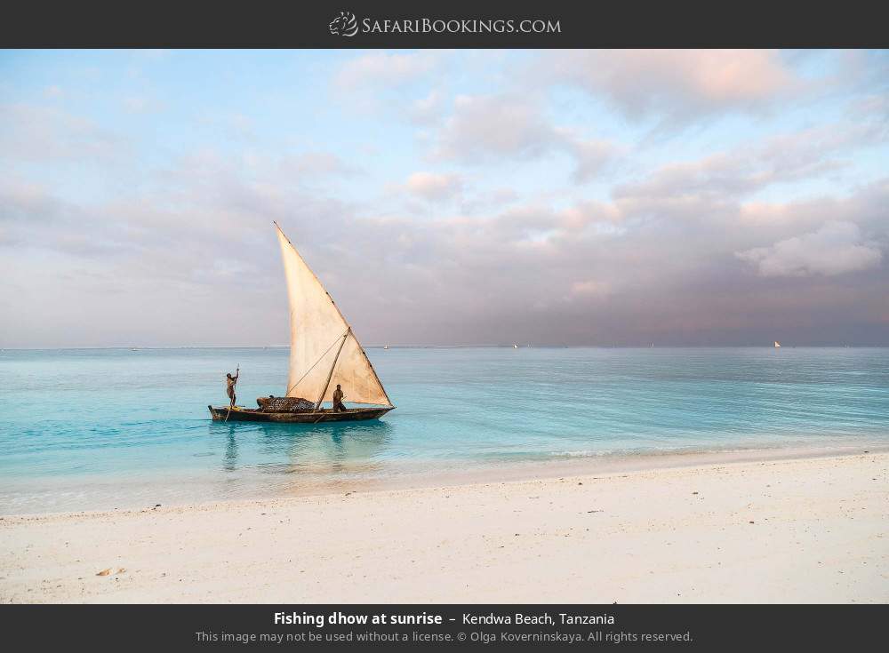 Fishing dhow at sunrise at Kendwa in Kendwa Beach, Tanzania