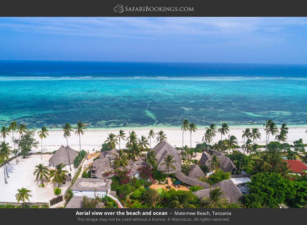 Aerial view of Matemwe Beach in Matemwe Beach, Tanzania