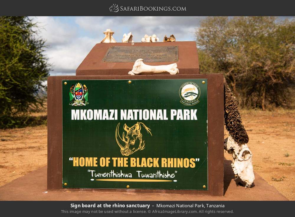 Signboard at the rhino sanctuary in Mkomazi National Park, Tanzania
