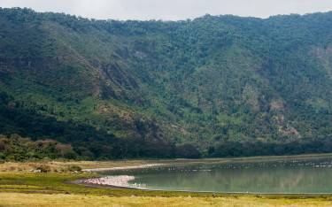 Flamingos in Empakaai Crater in the Ngorongoro Conservation Area