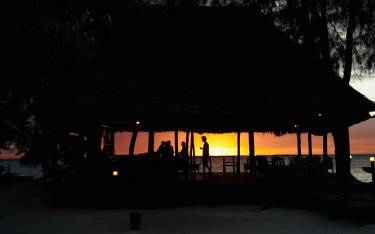 Beach bar at sunset