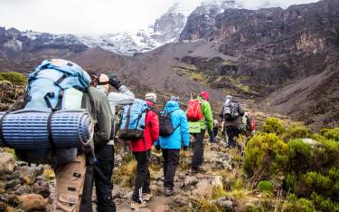Hikers on the Machame route