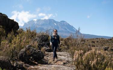 Hiker on Shira Plateau