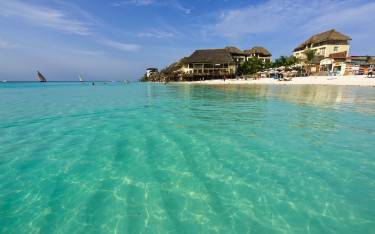 Azure waters in front of Nungwi town and beach